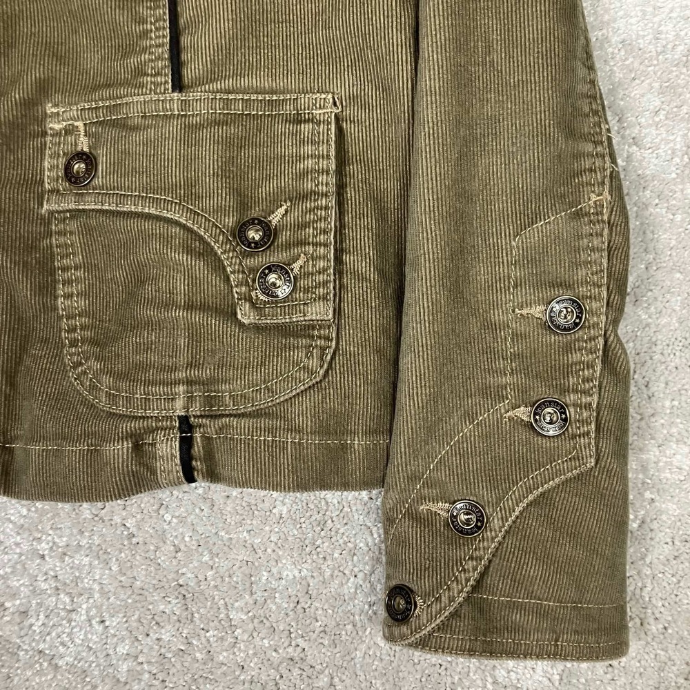 Jeanstar Womens Corduroy Military Style Jacket Olive Green Button Up Size L - Picture 4 of 12